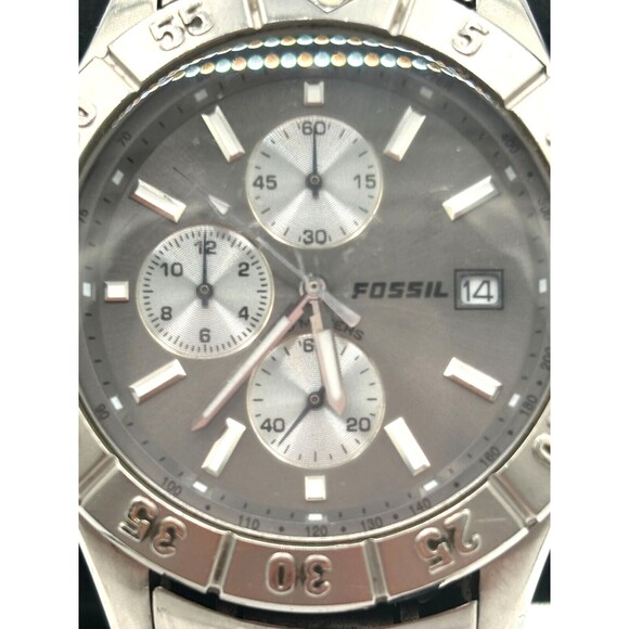Fossil Watch Blue CH-2331 Men's 42mm Gray Dial Chronograph Diver Watch Wide Link - Picture 2 of 16
